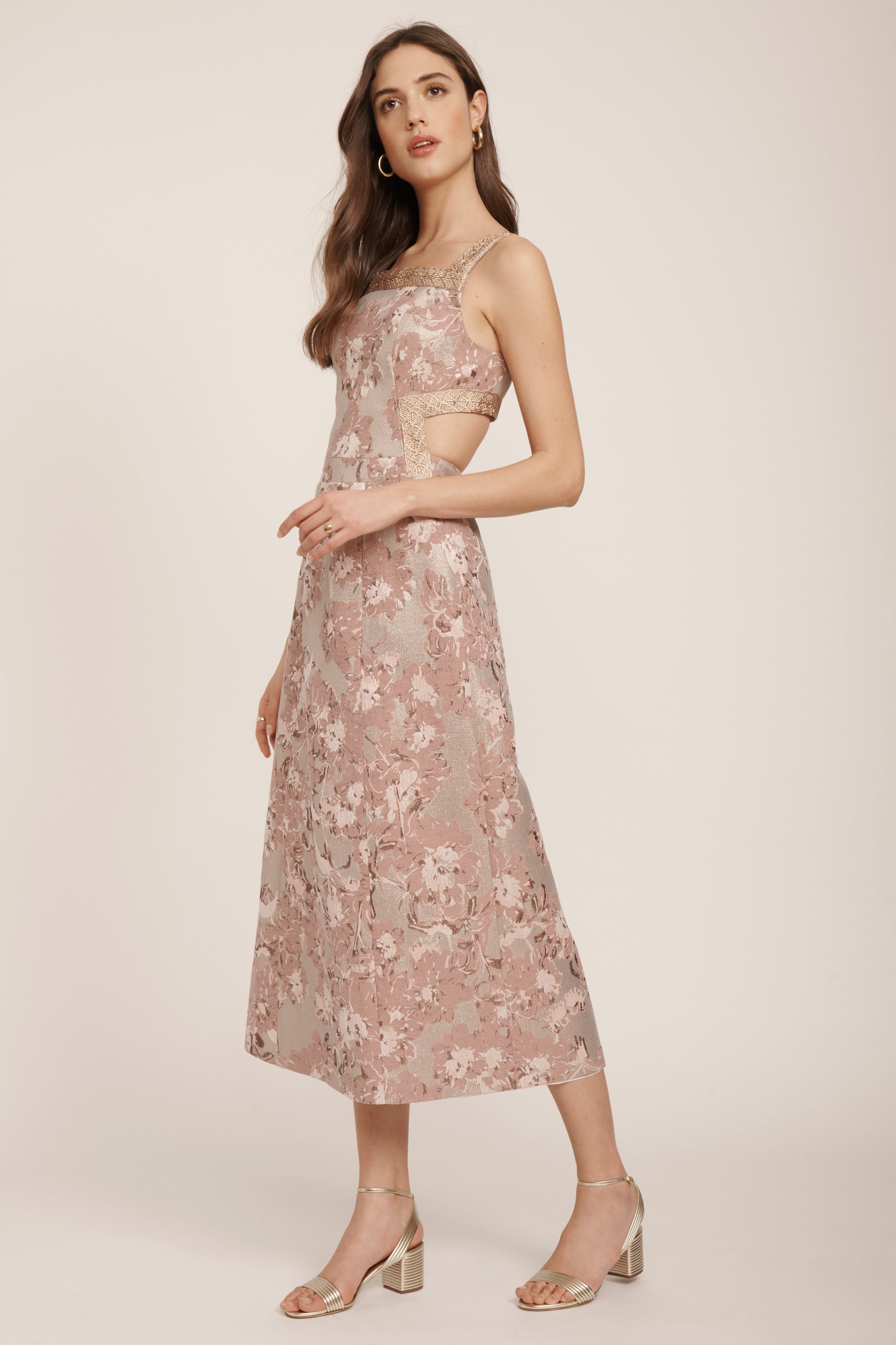 The Niya Dress - Floral Rose Gold