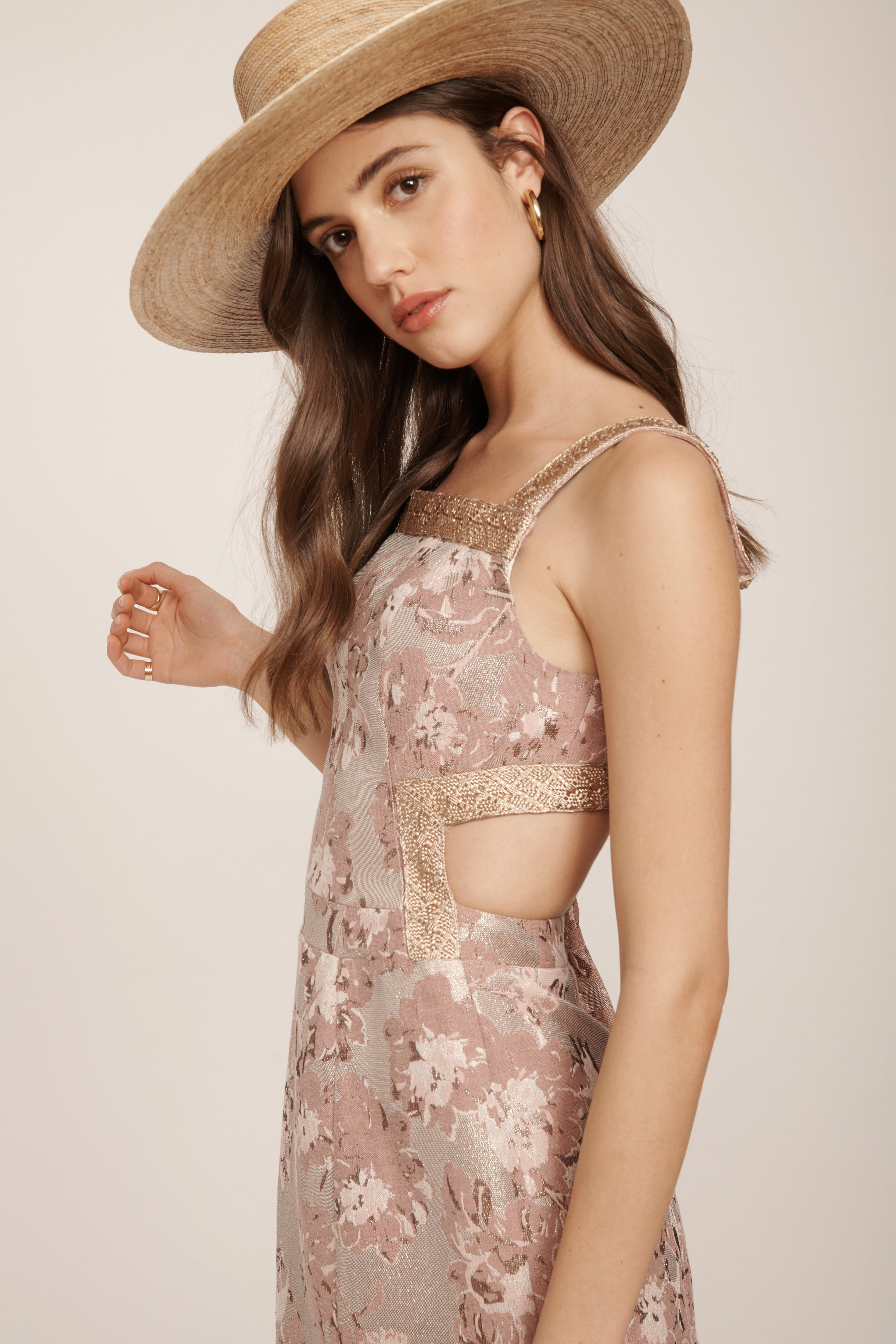 The Niya Dress - Floral Rose Gold