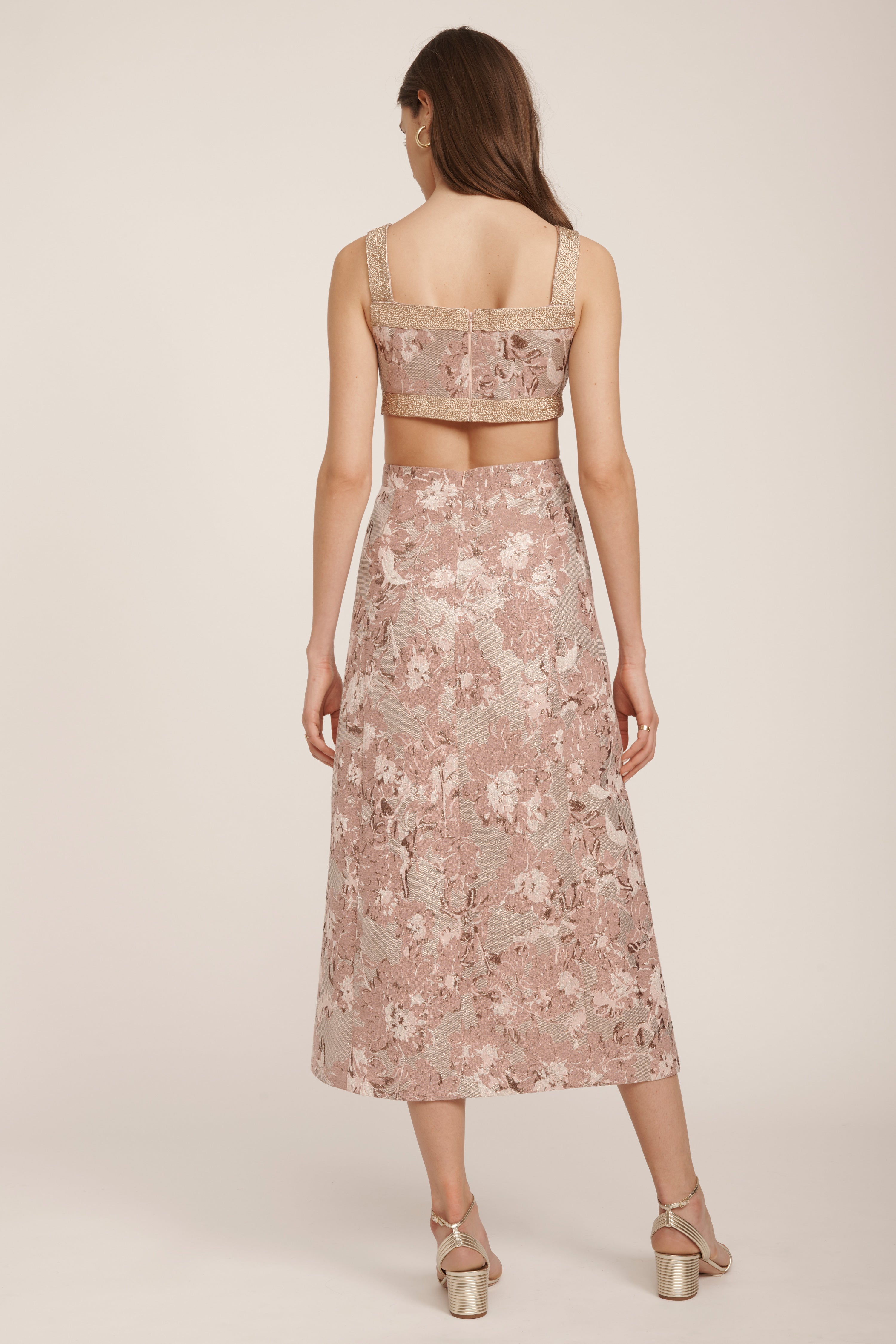 The Niya Dress - Floral Rose Gold